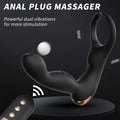 Male prostate massage anal vibrator displayed in black silicone