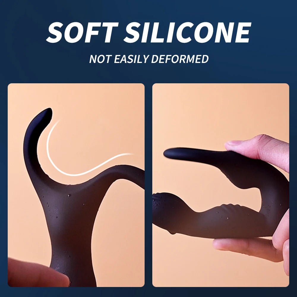 Close-up of smooth silicone prostate stimulator