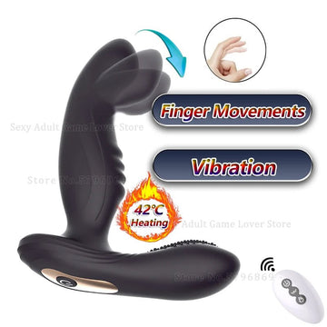 Male prostate massager and tickle anal vibrator in black silicone design