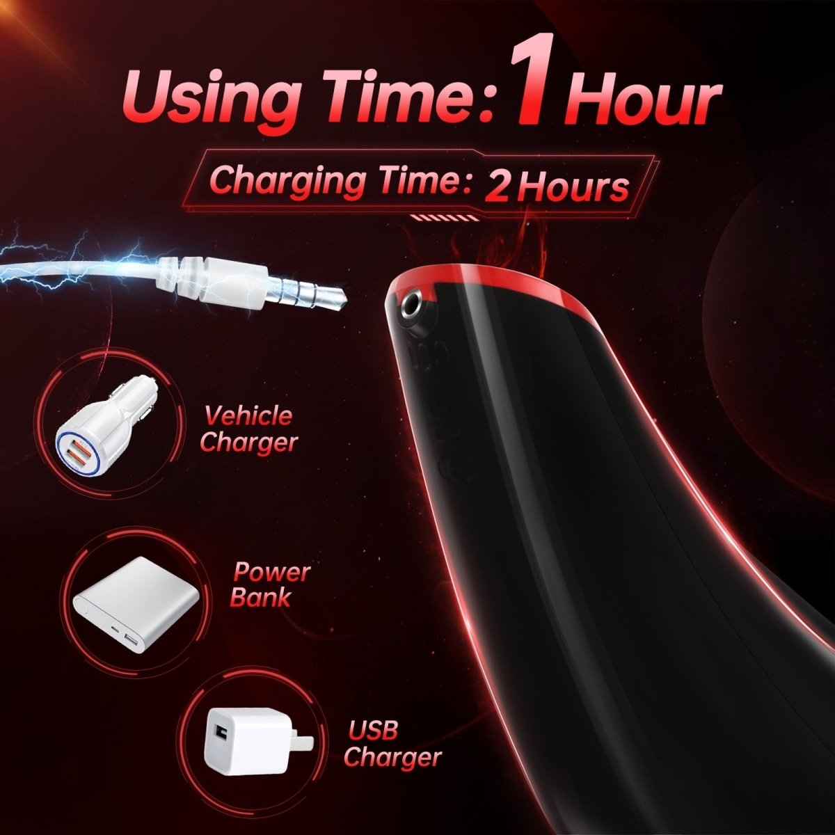 Seductiva MoonHorn masturbator displayed with charging cable and accessories