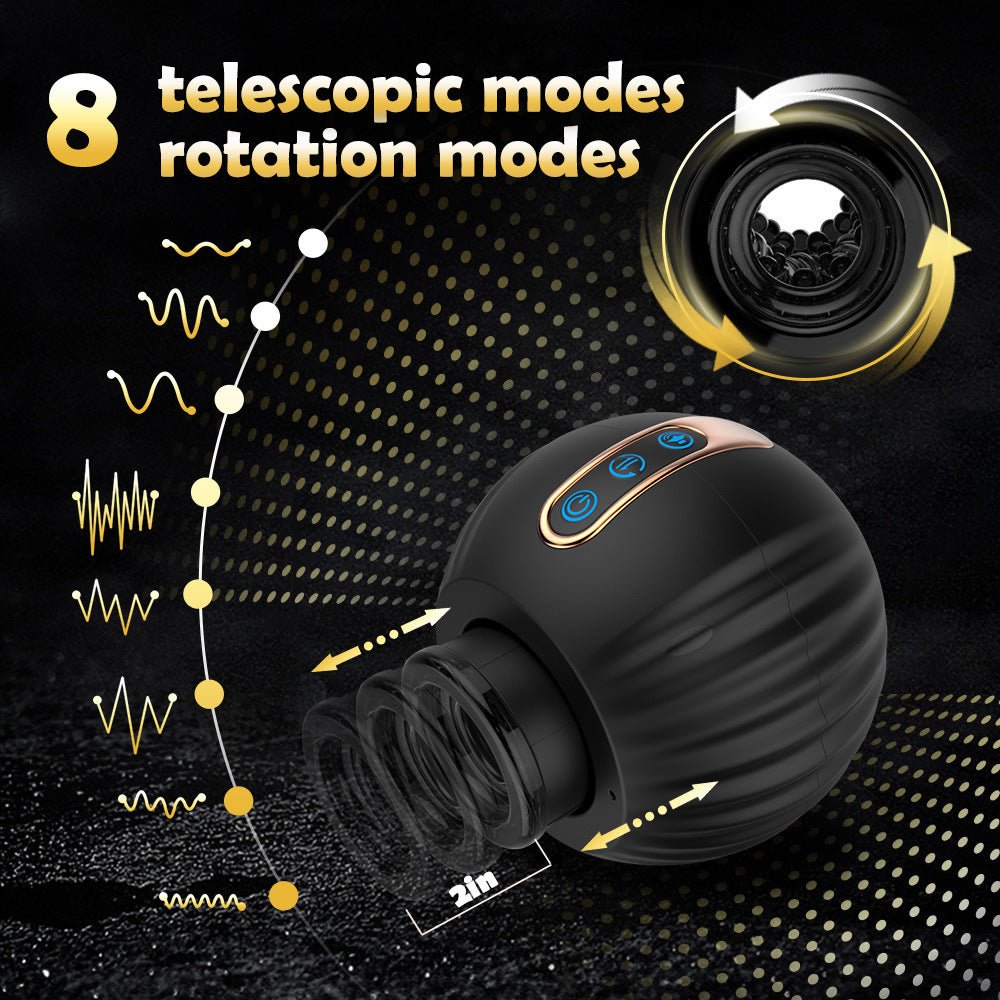 Automatic male masturbator with thrusting action in black and silver