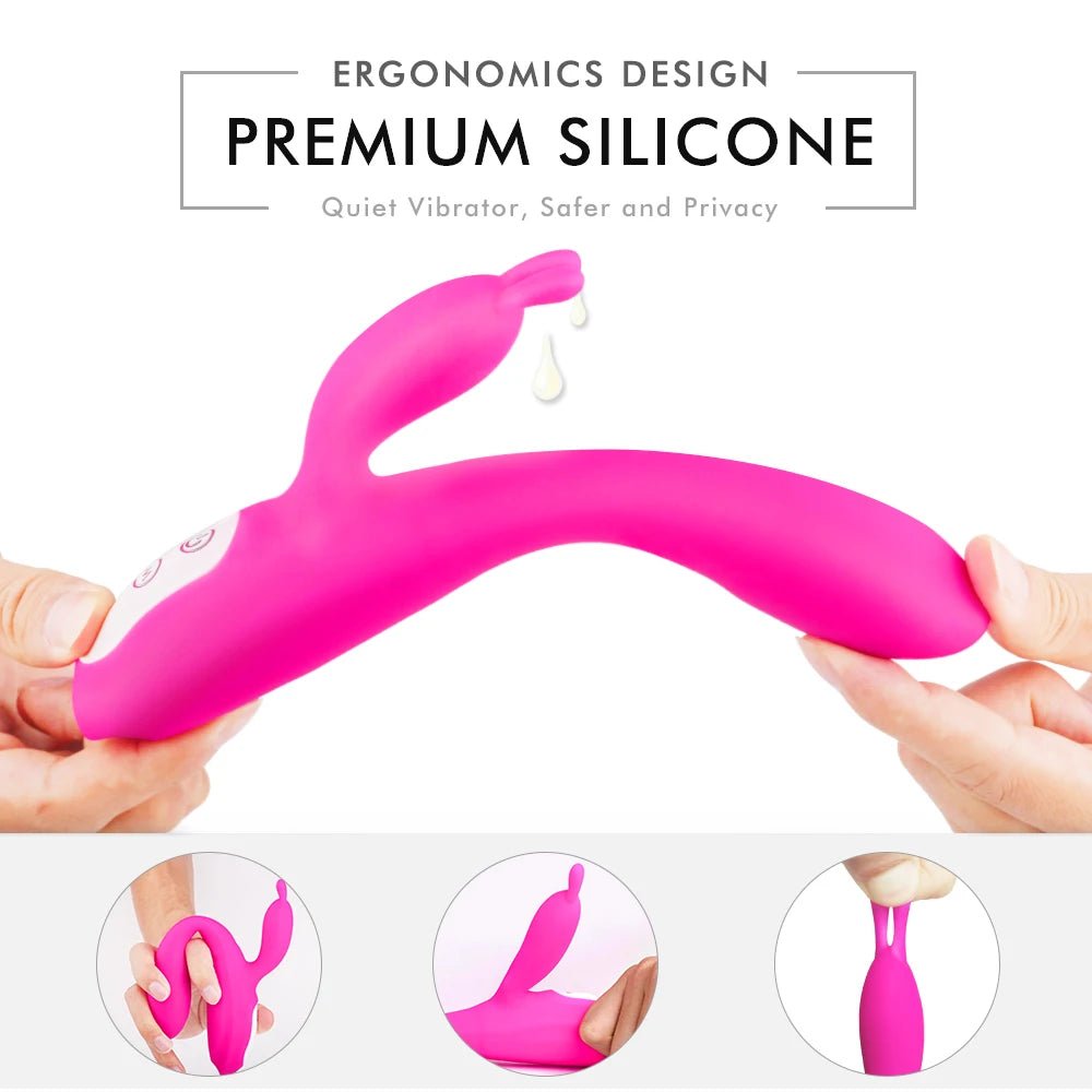 Rabbit vibrator shown upright with full shape
