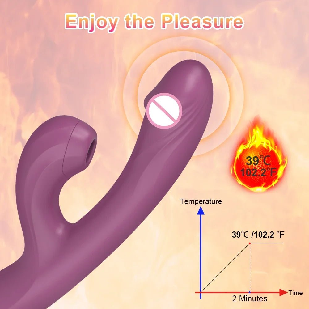 Flexible silicone vibrating dildo with suction feature