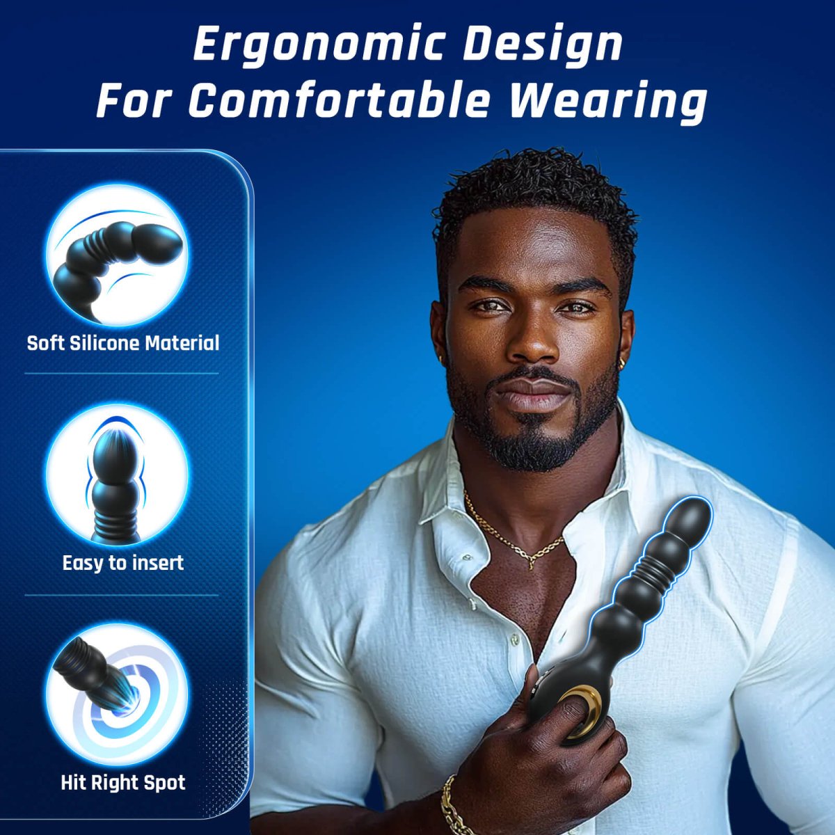 Potiphar prostate vibrator displayed flat with visible control details