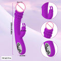 Dual-action rabbit vibrator shown flat with contoured ergonomic shape