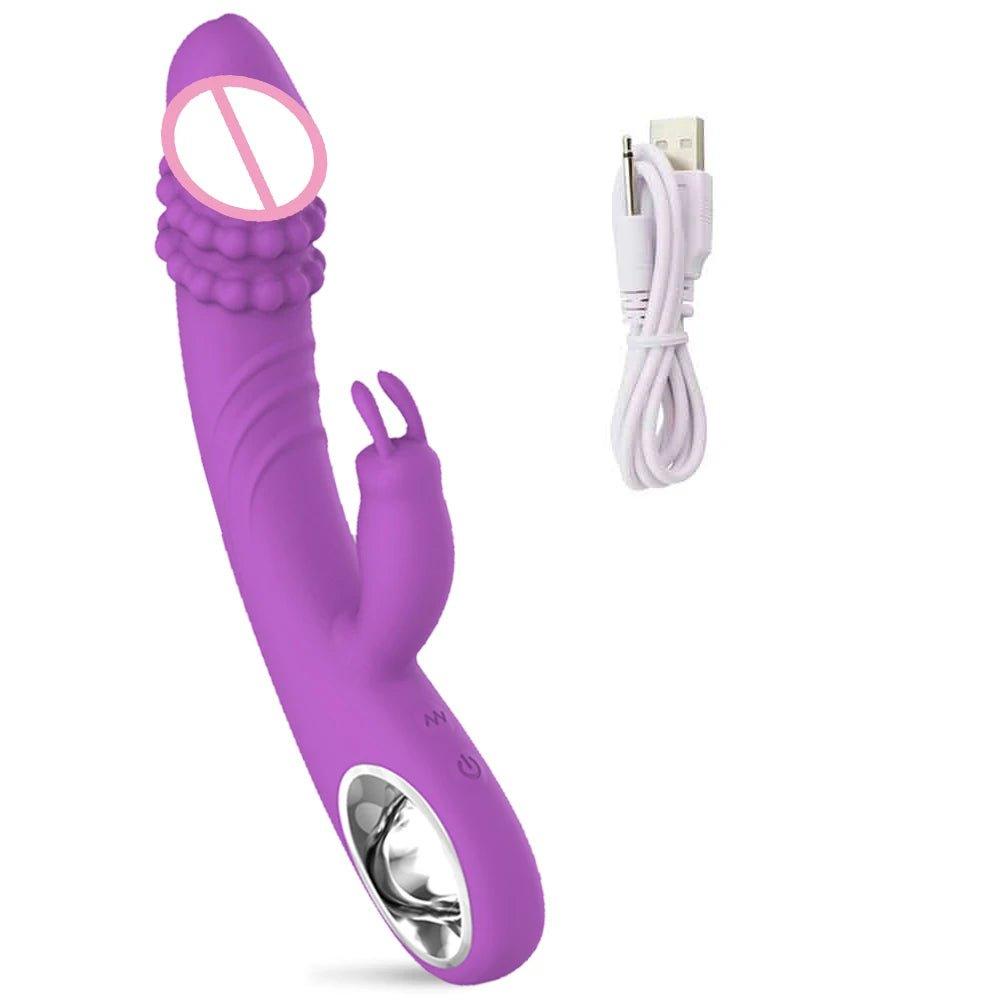 Powerful rabbit vibrator shown with complete product layout