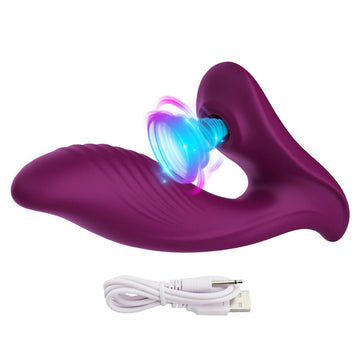 Powerful clitoral sucking vibrator displayed in soft silicone