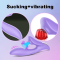 Ergonomic sucking vibrator shown upright