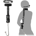 Premium leather BDSM anal hook shown in full front view with straps
