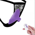Purple vibrator and remote displayed with smooth silicone texture