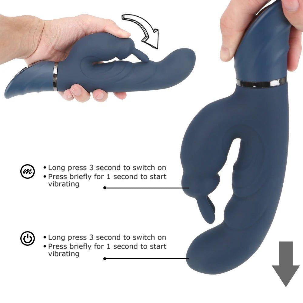 Rabbit Vibrator 10 Vibratory Mode Sex Toy G-spot Female Dildo Vaginal Clitoris Double Vibrator AV Stick Sexual Adult Products - Seductiva