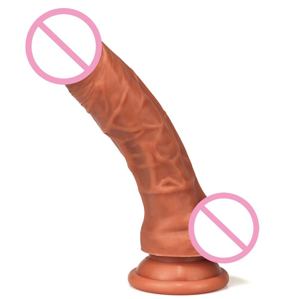 Close-up of realistic dildo showing detailed veins and heating function