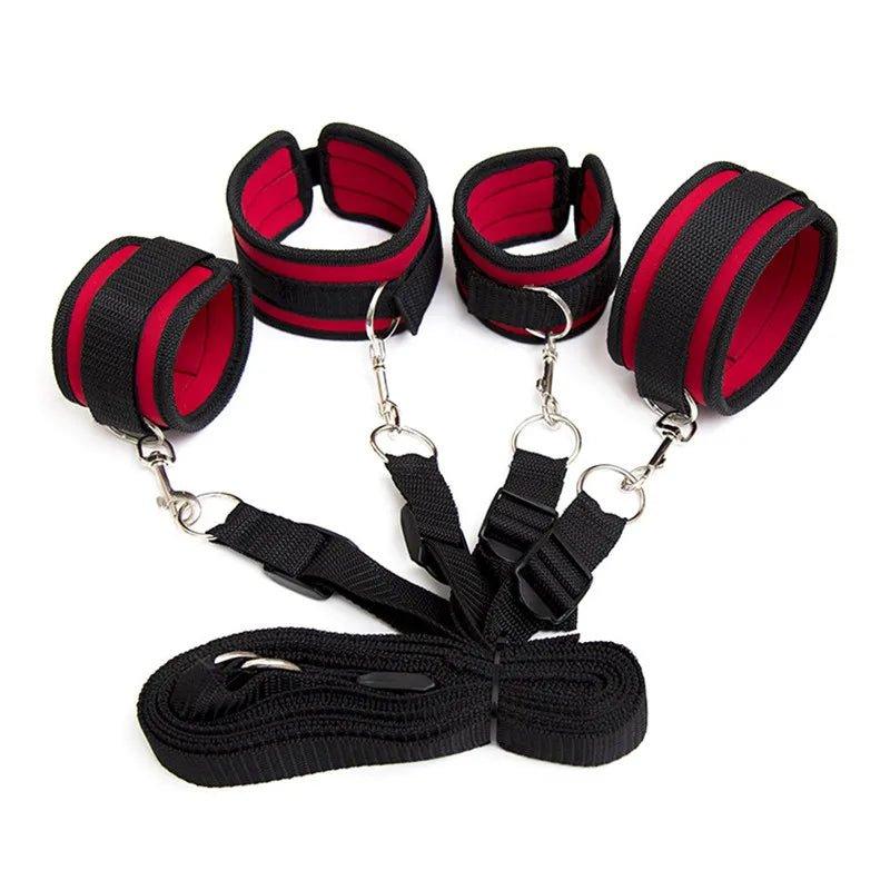 Soft bondage cuffs shown with reinforced stitching and padding