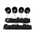 Handcuffs and ankle cuffs displayed with durable straps