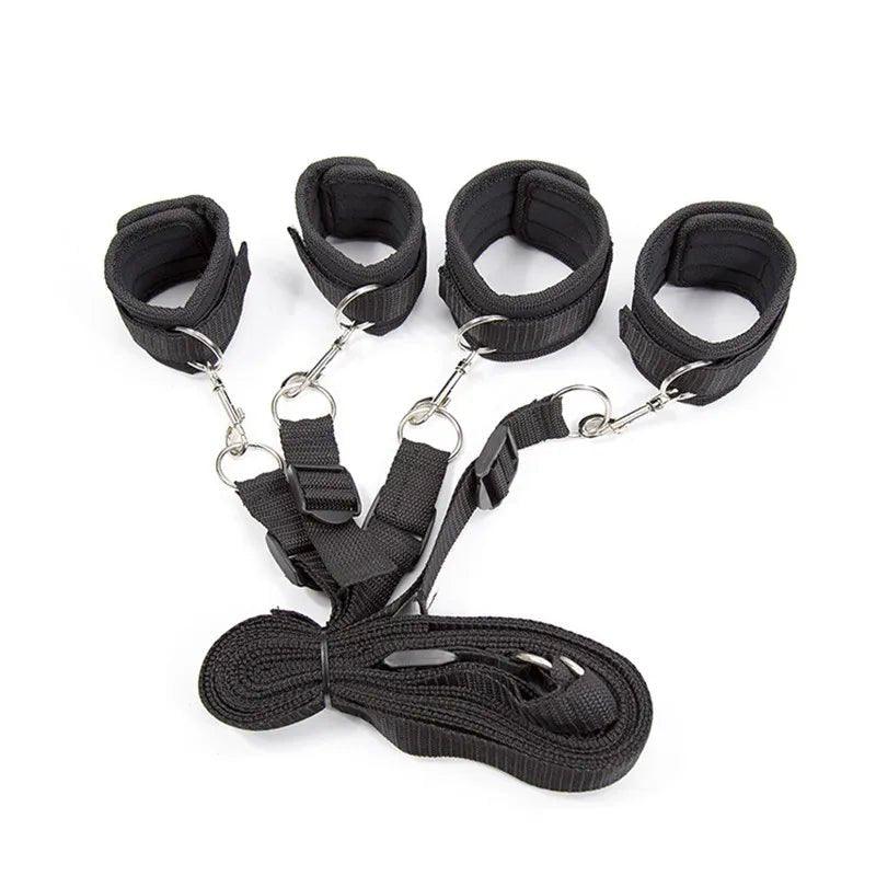 BDSM bondage cuff set displayed with complete product arrangement
