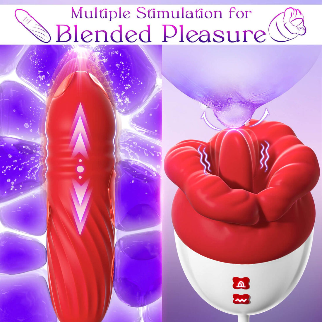 Rose Kiss thrusting clitoral and G-spot vibrator displayed in rose design