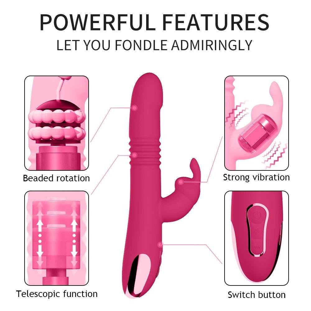 Rotating Beaded Thrusting Rabbit Vibrator Sex Toy - Seductiva