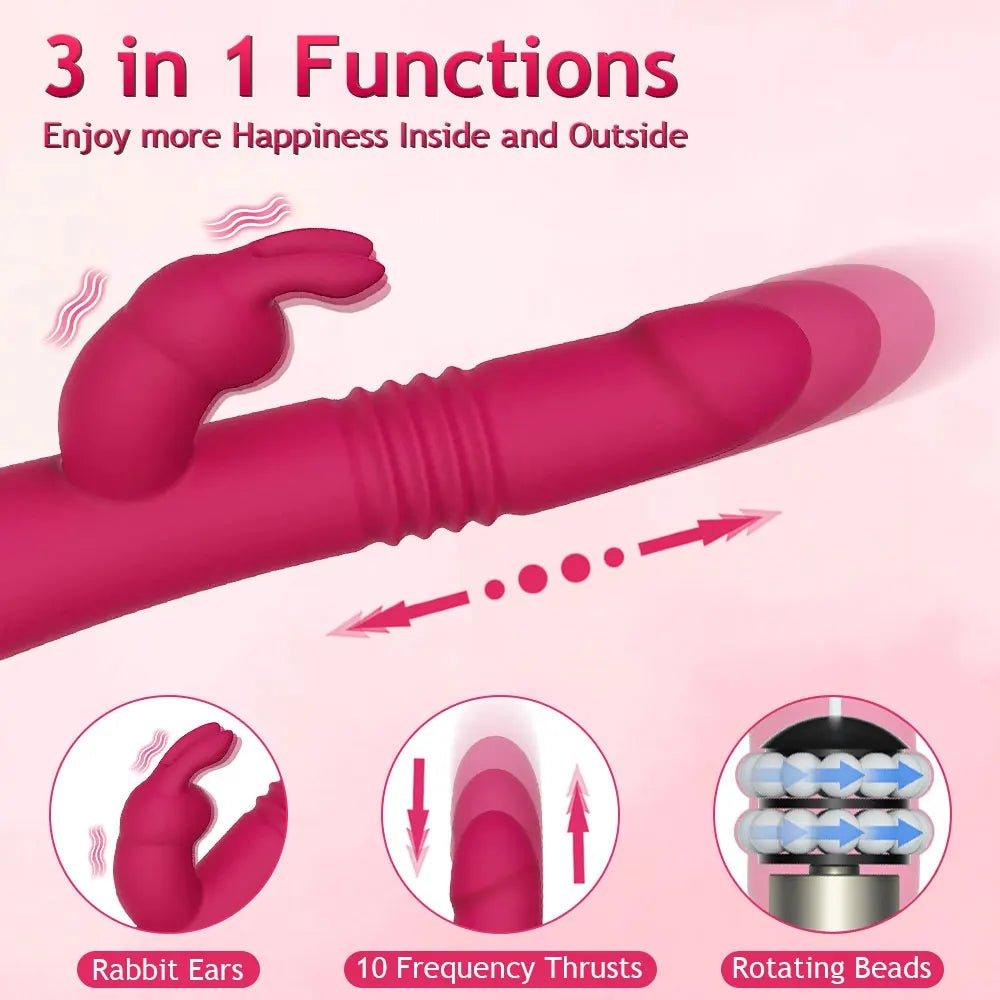 Rotating Beaded Thrusting Rabbit Vibrator Sex Toy - Seductiva