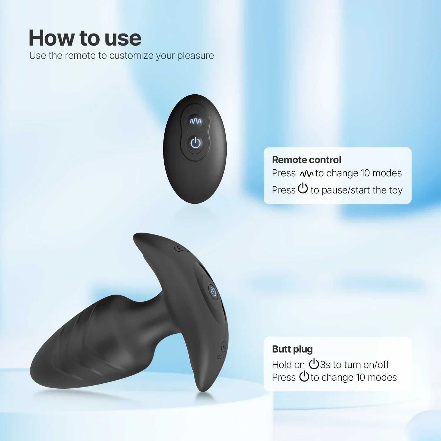 Rotating anal toy for men and women shown on white background