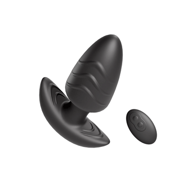 Rotating anal plug with vibration and rotation modes in black silicone
