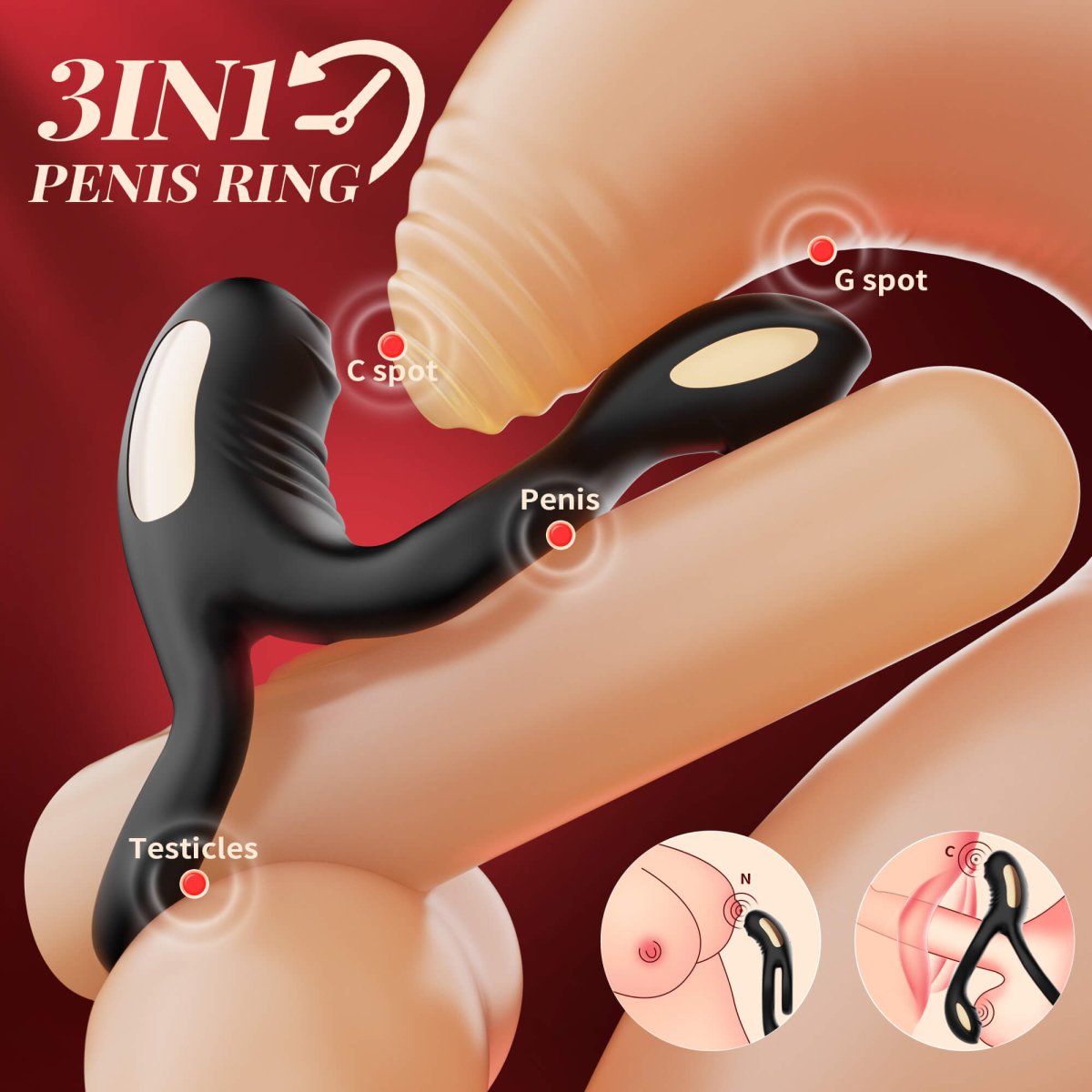 Vibrating penis ring highlighting powerful motor for clitoral stimulation