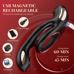 RYDEN|Multi Stimulation Vibration Penis Ring with Double Rings - Seductiva