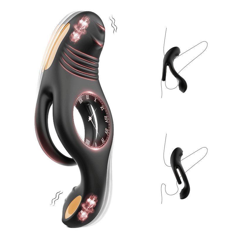 RYDEN multi-stimulation vibrating penis ring with double rings in black