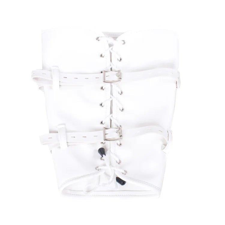 Sex Bdsm Bondage Handcuffs Toys Kit with Leather Open Mouth Mask Hood - Seductiva