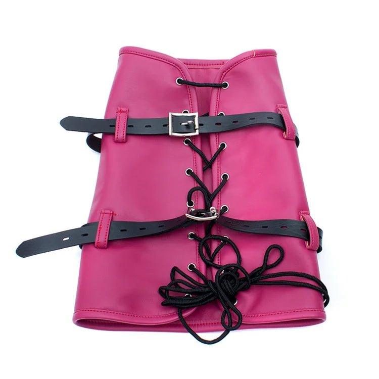 Sex Bdsm Bondage Handcuffs Toys Kit with Leather Open Mouth Mask Hood - Seductiva