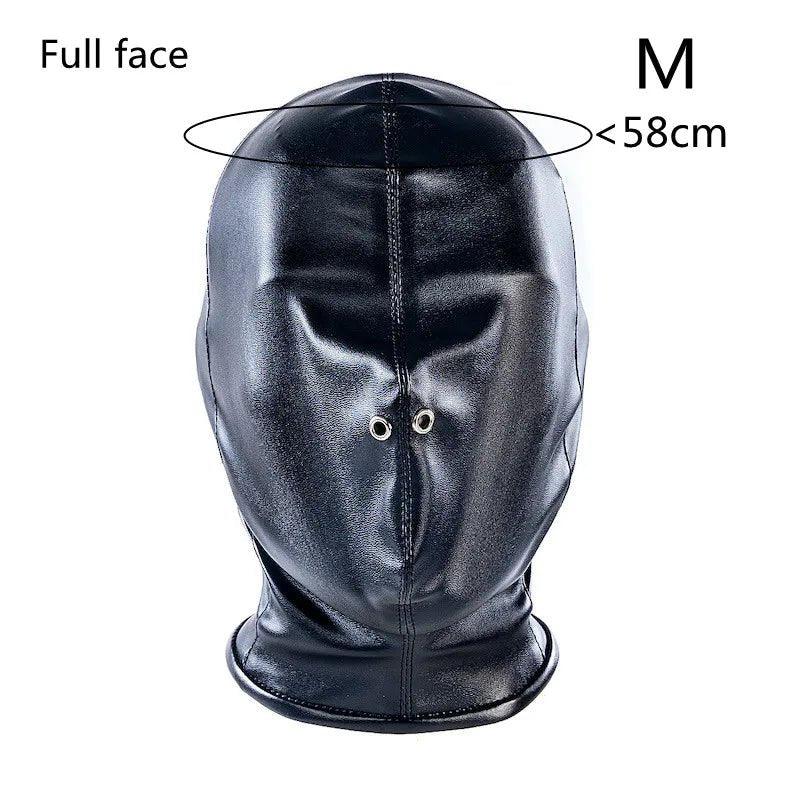 Sex Bdsm Bondage Handcuffs Toys Kit with Leather Open Mouth Mask Hood - Seductiva