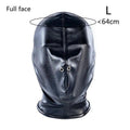 Sex Bdsm Bondage Handcuffs Toys Kit with Leather Open Mouth Mask Hood - Seductiva