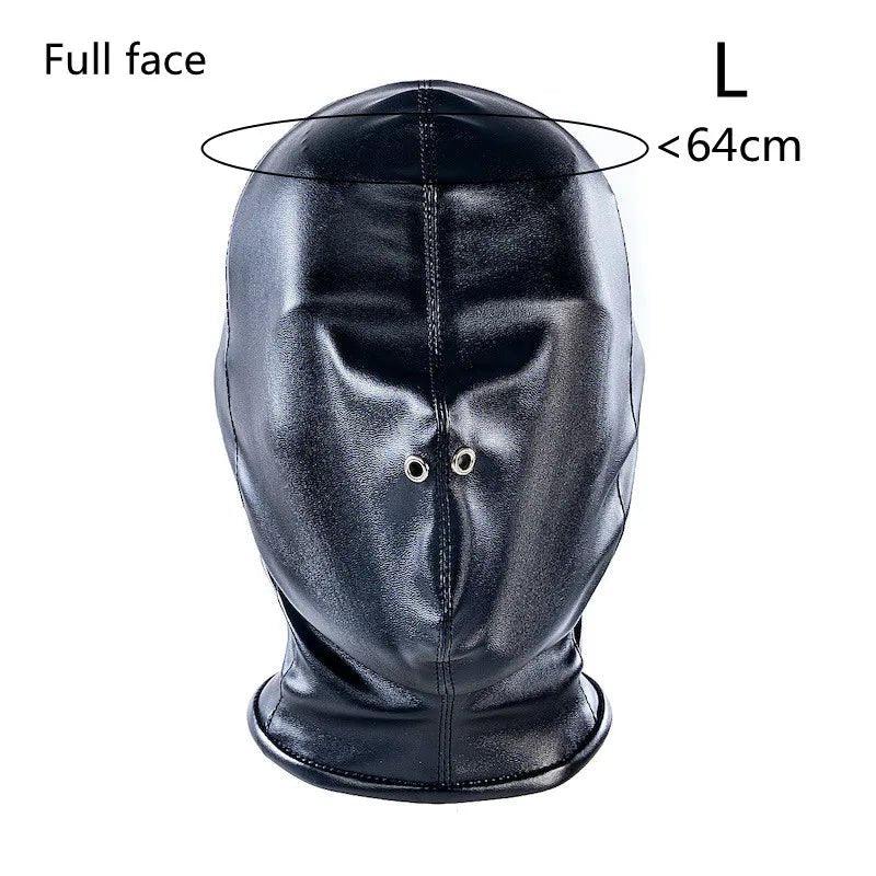Sex Bdsm Bondage Handcuffs Toys Kit with Leather Open Mouth Mask Hood - Seductiva