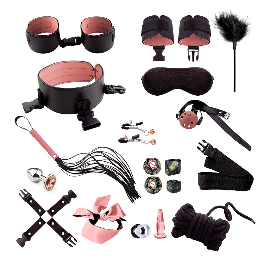 SM Bondage Kit, 20-Piece Set, PU Leather, Adult Toys