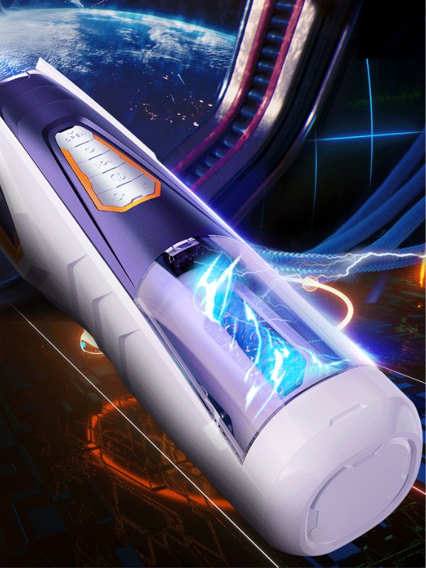 Automatic masturbator with 3 thrusting and 4 rotation modes in sleek black and silver design