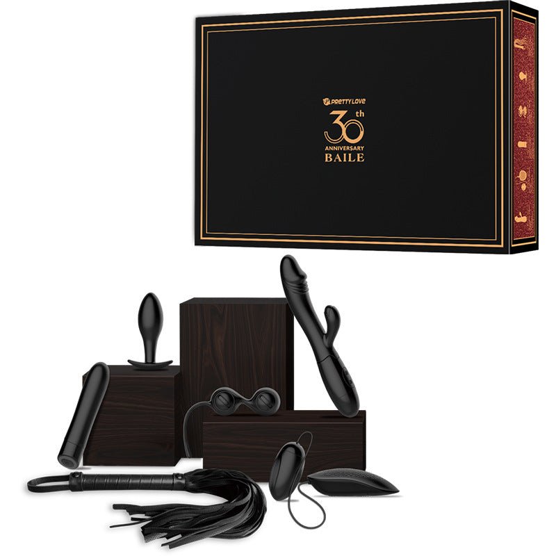 Seductiva souvenir box set with vibrator, jump egg, anal plug, whip and accessories