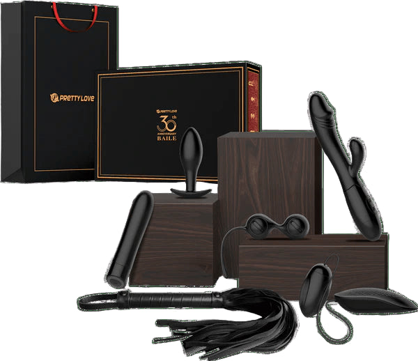 Seductiva pleasure kit including dumbbell patilla and soft leather whip