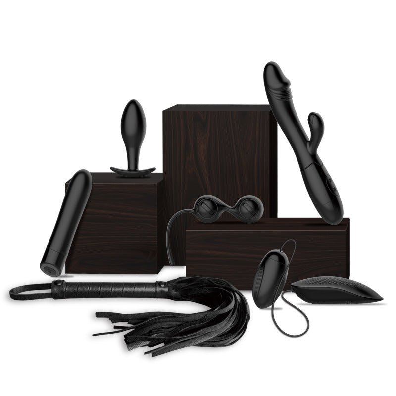 Seductiva souvenir box set with vibrator, jump egg, anal plug, whip and accessories