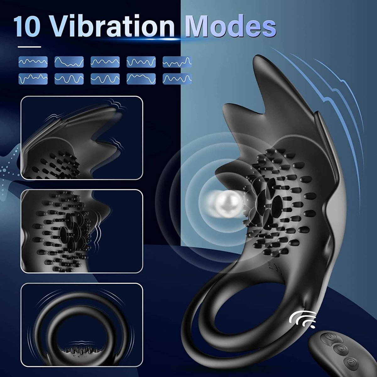 Close-up of vibrating massager showing textured silicone surface