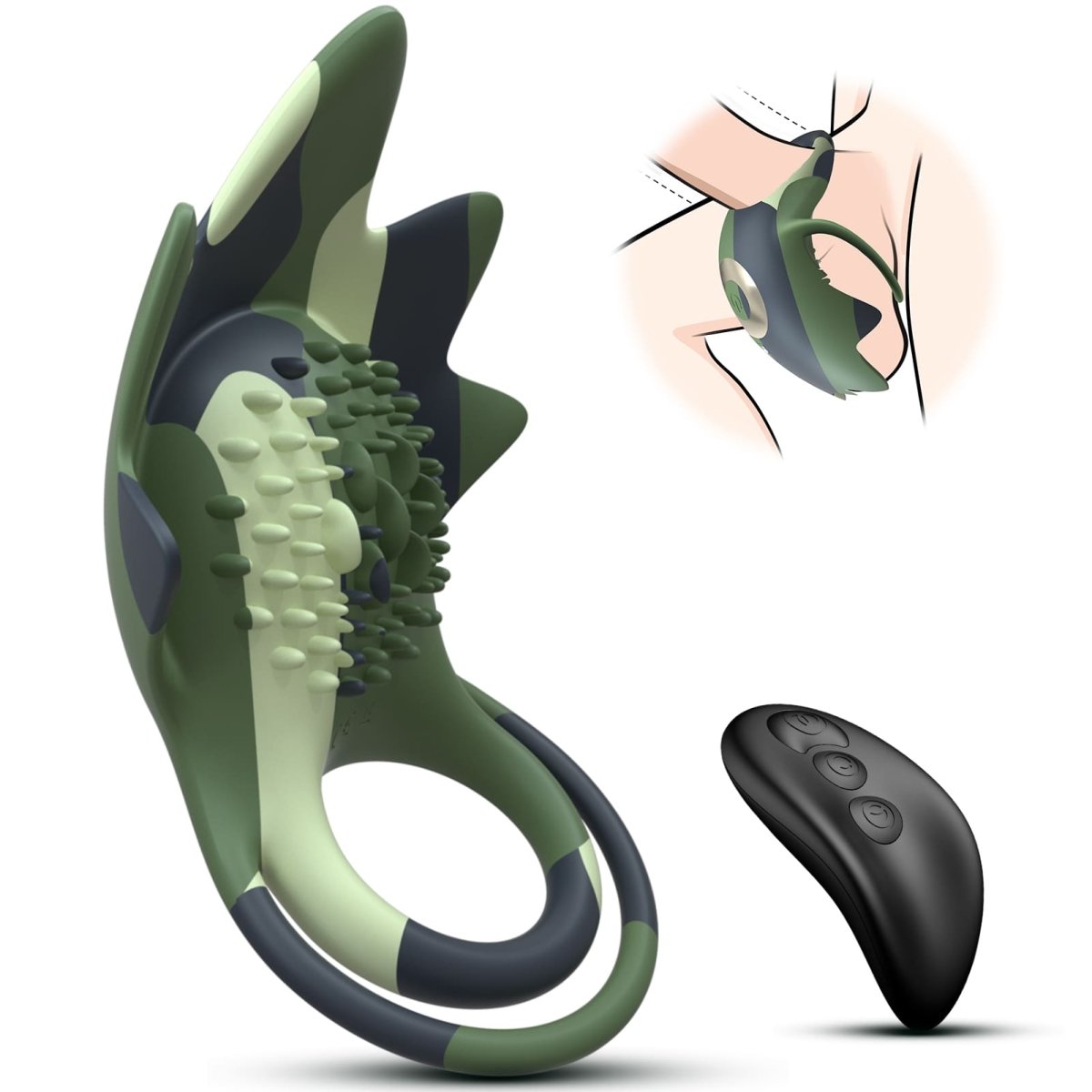 Silicone testicle vibrator shown with complete product silhouette