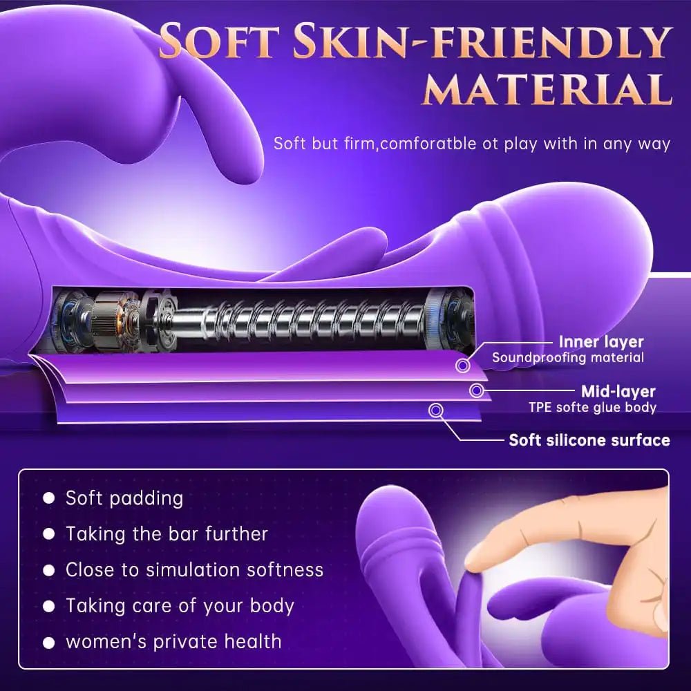 Rabbit vibrator displayed upright showing full dual-action design