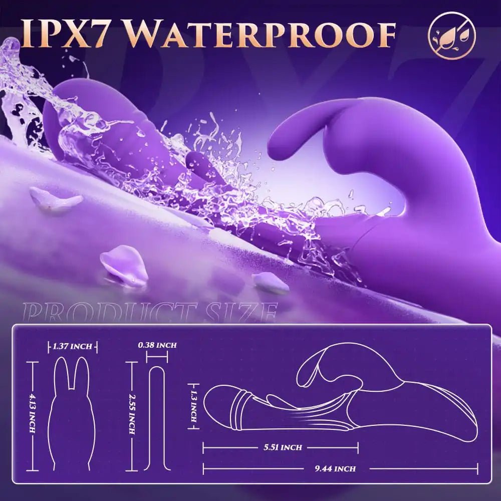 Rabbit vibrator displayed from angled top view with complete silhouette