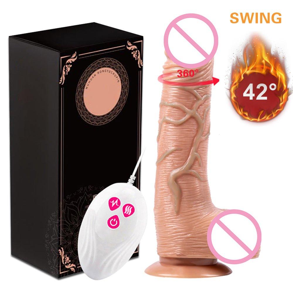 Thrusting dildo displayed with visible telescopic extension