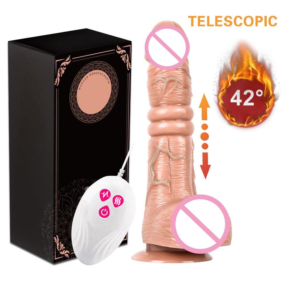 Vibrating realistic dildo shown with full product silhouette