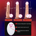 Realistic dildo shown with remote control and accessories