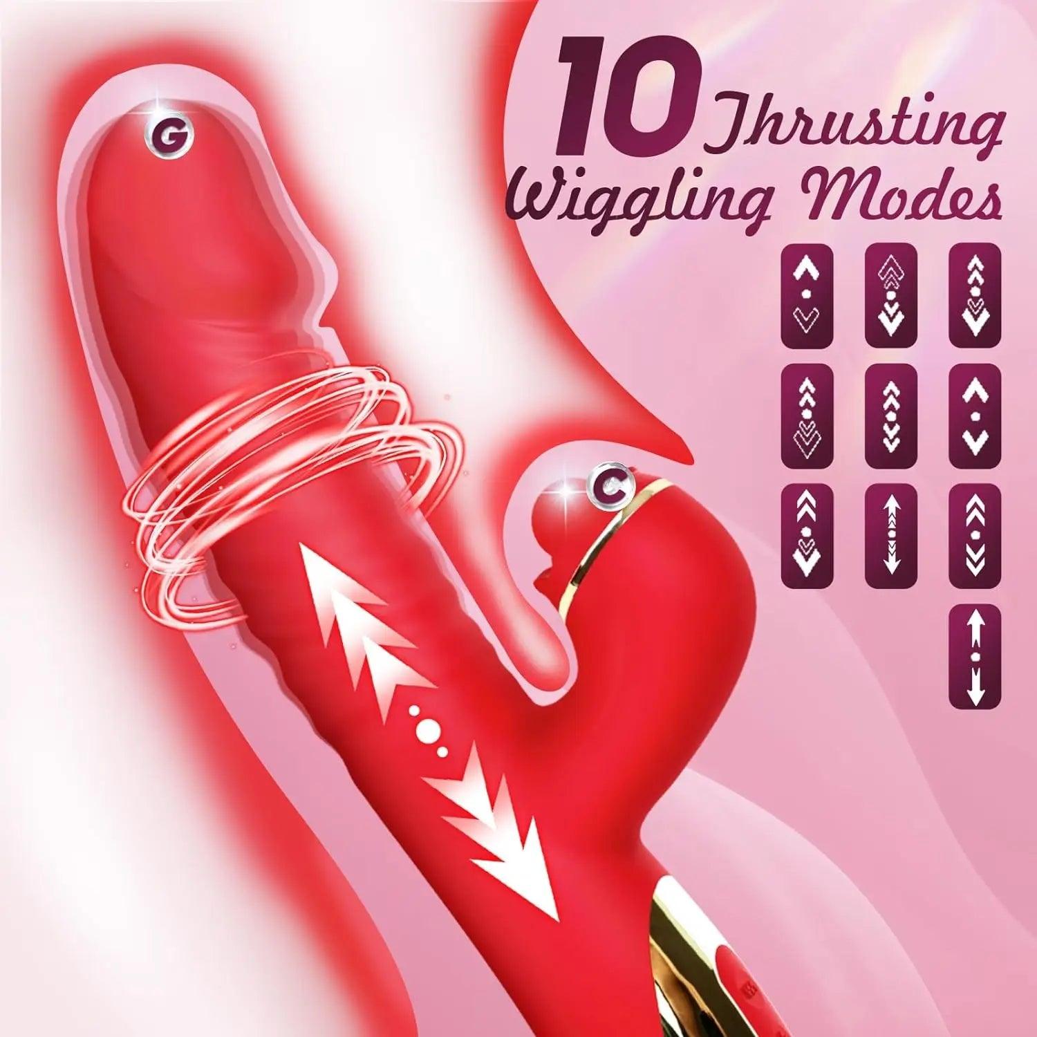 Waterproof thrusting dildo vibrator splashing in water to highlight water-resistant design.