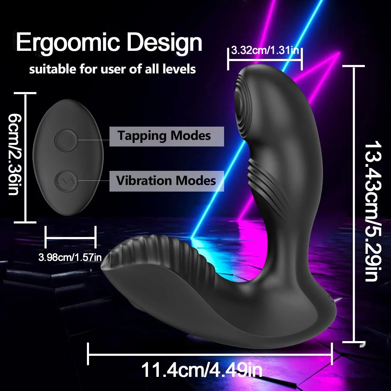 Close-up of prostate massager showing smooth silicone and rounded tip