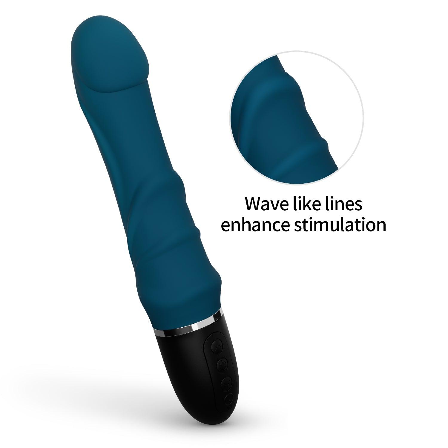 Realistic dildo displayed from angled top view with smooth finish