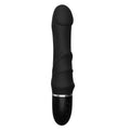 Upgraded vibrator dildo shown with full shaft and rounded head