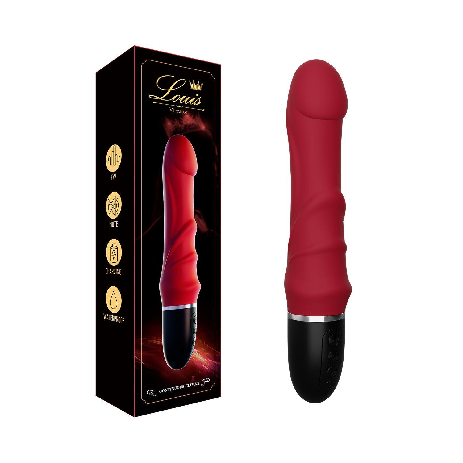 Upgraded realistic vibrator dildo shown in full front view