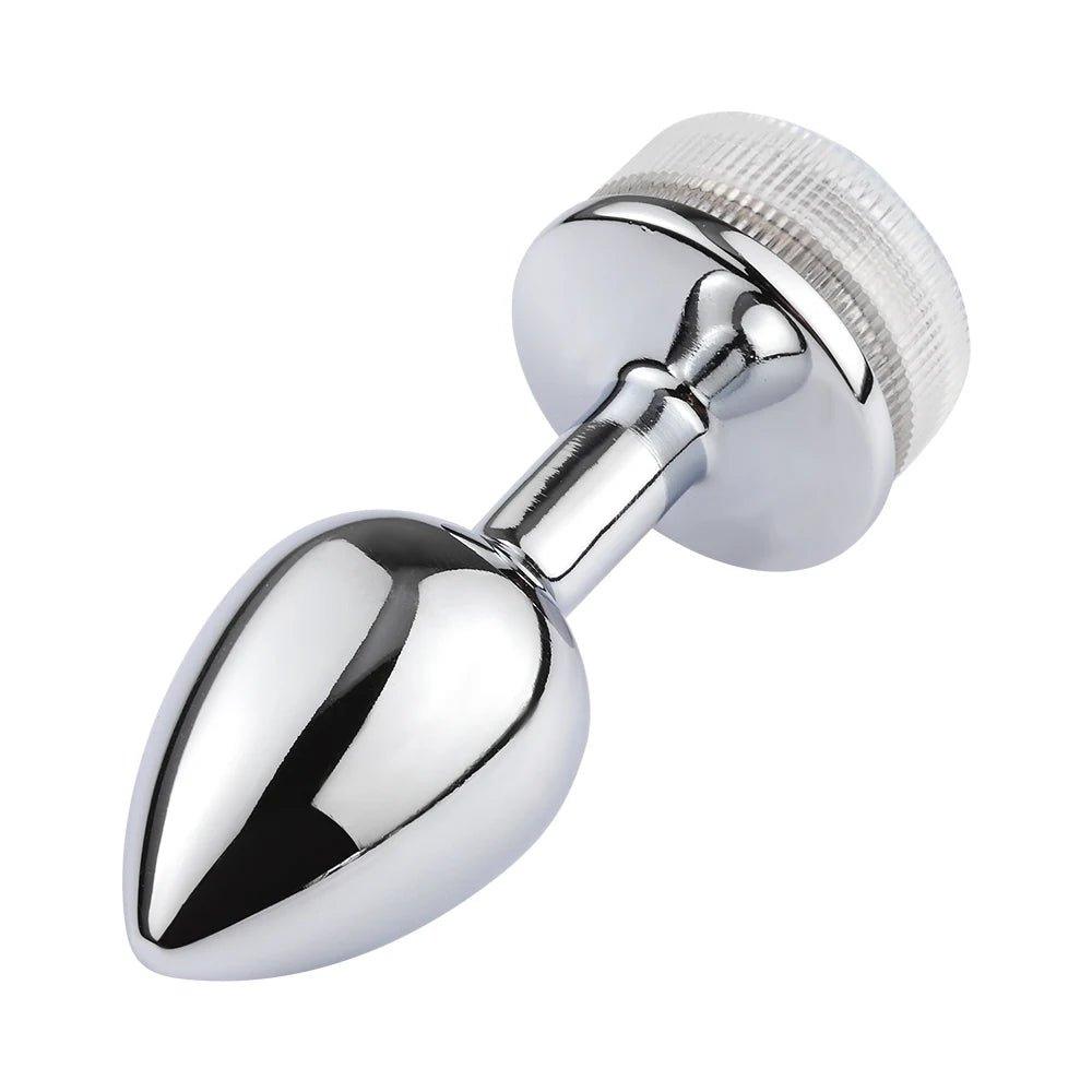 Wireless Remote Control Metal Luminous Anal Plug Prostate Massage Butt Plug with LED Anal Tail Sex Toy Adult Products for Women - Seductiva